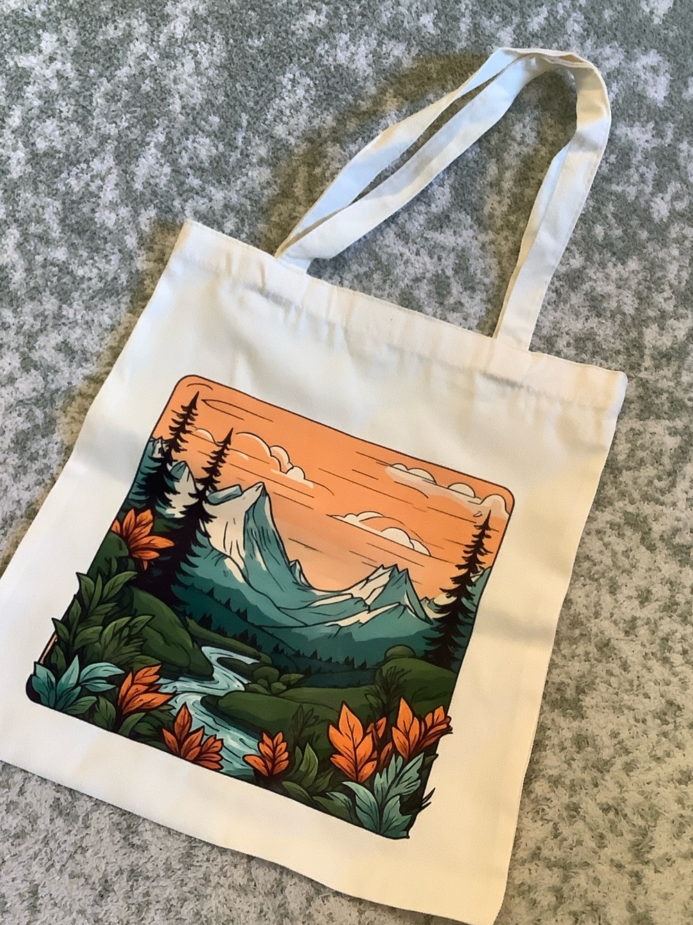 Mountain Meadows Cotton Canvas Tote Bag NWT 14” x 15”